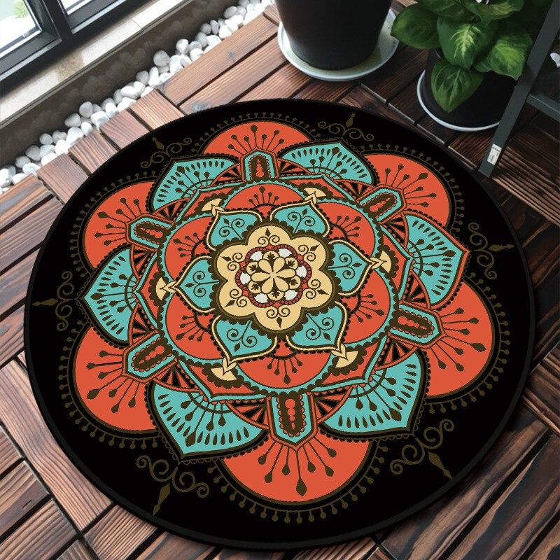 Round Mandala Carpet Ethnic Living Room Nordic Computer Chair Floor Mat Anti-slip Mat Bedside Bedroom Romantic Home Decoration
