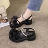 Fashion Wedge With Platform Waterproof High Heels Pearl Bow Women's Sandals Low Price Korea Shoe Summer 2025 Comfortable Ladies Shoes