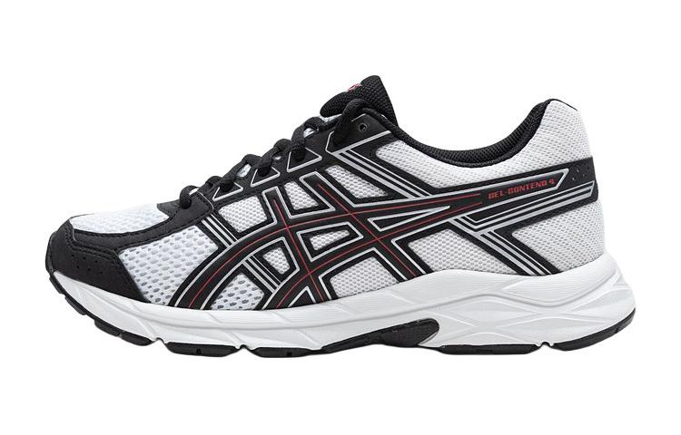 Asics Gel Contend 4 Низкие Детские Беговые Кроссовки Белый Черный Подростки 1014A322-100 37