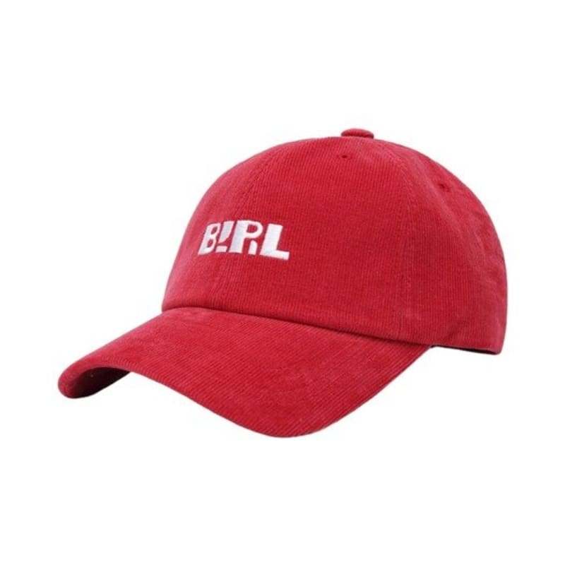 BIRL Embroidered Corduroy Ball Cap Red