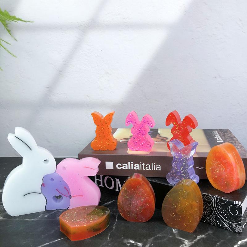 2pcs/set Easter Bunny Resin Silicone Mold cute Easter Bunny Cupcake Cookie Baking Decorating Moulds Home Decorations