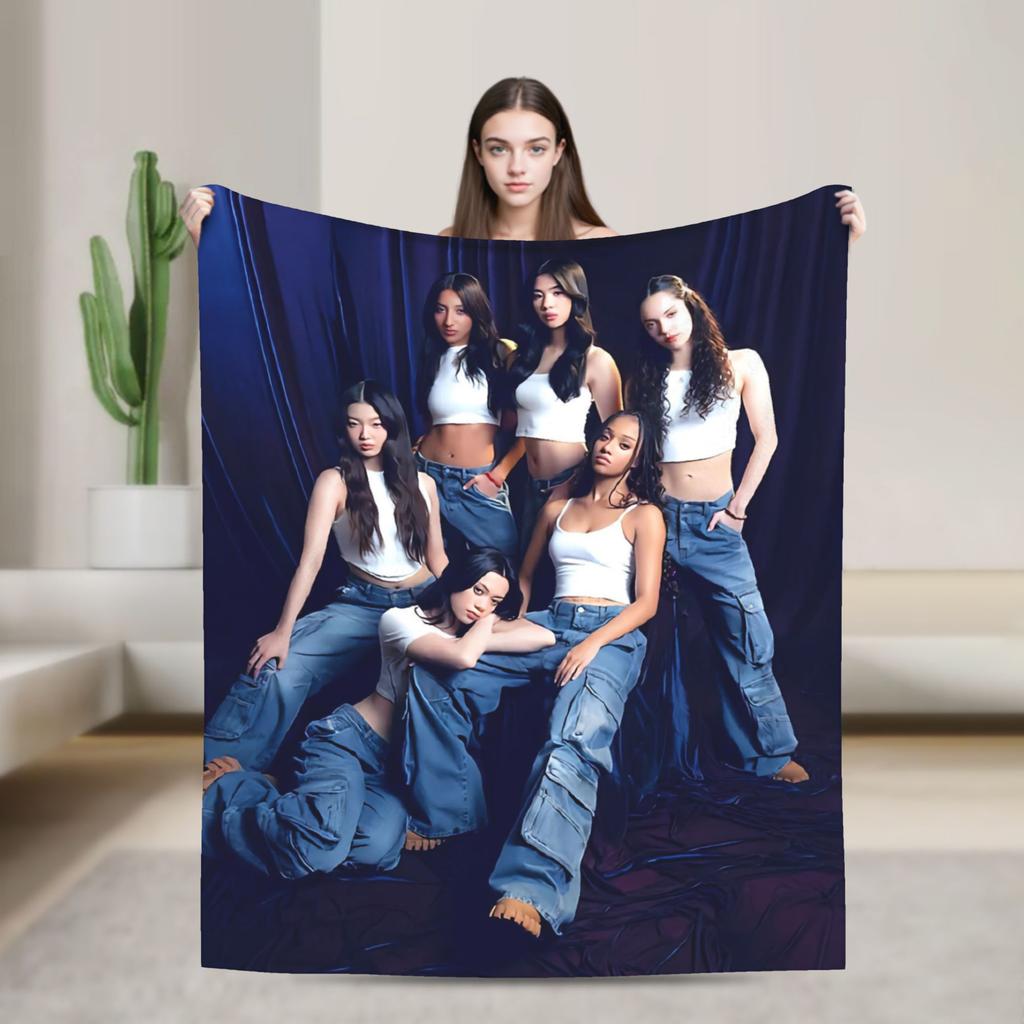 Manon Katseye Kpop Blanket Flannel Textile Decor Multi-function Lightweight Throw Blanket for Bed Couch Quilt