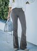 Spring/Summer 2025 Women's High-Waist Slim Fit Corduroy Flare Pants - Solid Color, Elastic Waist, Casual Drape
