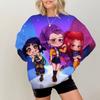 Simple Womens Pullovers KPop Demon Hunters Print Loose Sweatshirts Soft Female Clothing
