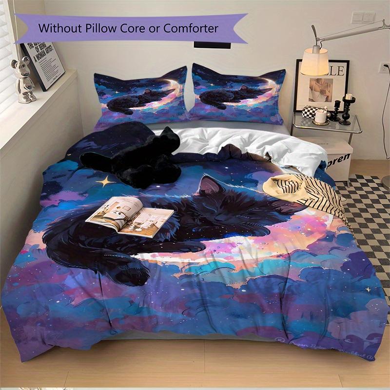3pcs Celestial Whiskers Bedding Set Down Comforter Cover and Pillowcases, Suitable for Guest Room Home Decoration All Seasons(No Insert) S0819058