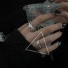Sophisticated Black Geometric Onyx Ring For Women Unique Adjustable Copper Jewelry Fashion