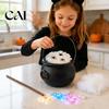 Dark Style Photo Prop Light Up Witch Cauldron DIY Set, Halloween Glowing Black Plastic Bowl with Spiders, Decor Spooky Hocus Pocus Candy Bucket
