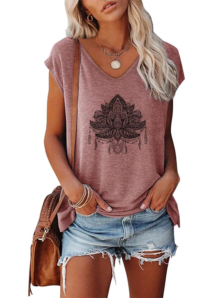 

Женская модная футболка с V-образным вырезом, топ с коротким рукавом, летняя повседневная футболка с принтом XXL розовый