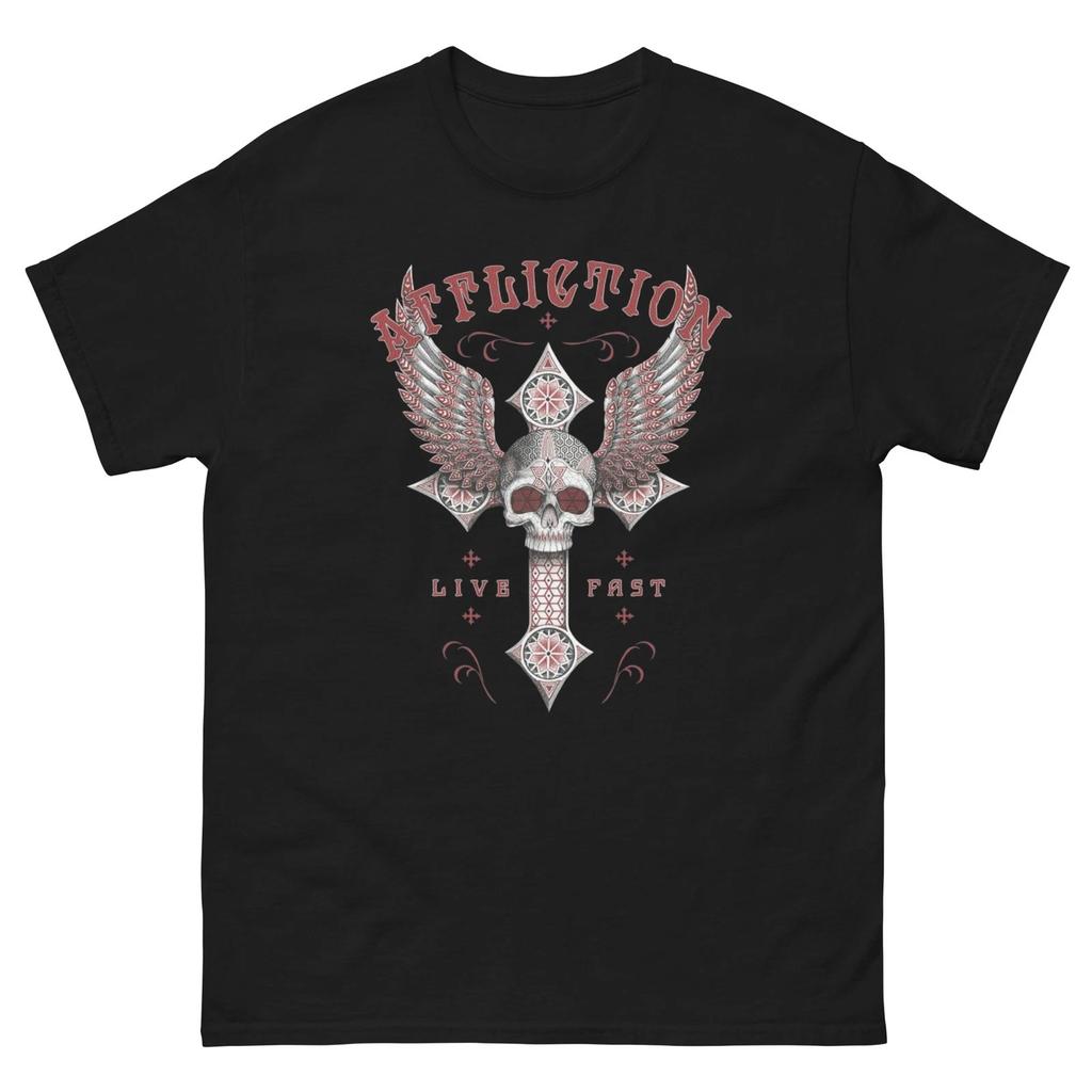 T-shirt XTREM Skull Cross Wings Style Affliction Gothique Biker Graphic Tee