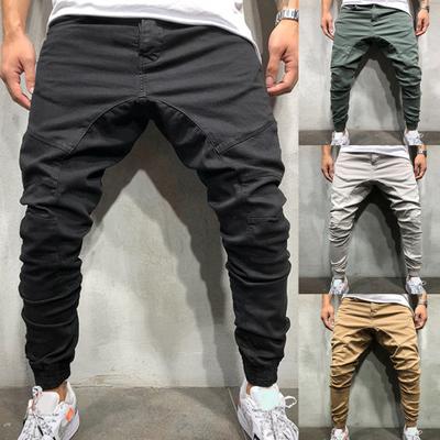 Pantalons Homme Hanches Aminces Taille Élastique Hip-hop Multi-Poches Harem Jogging Pantalon Streetwear