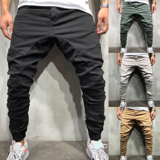 Elastik Bel Joggers Pantolon Şık Shrink Dayanıklı İnce Erkekler Düz