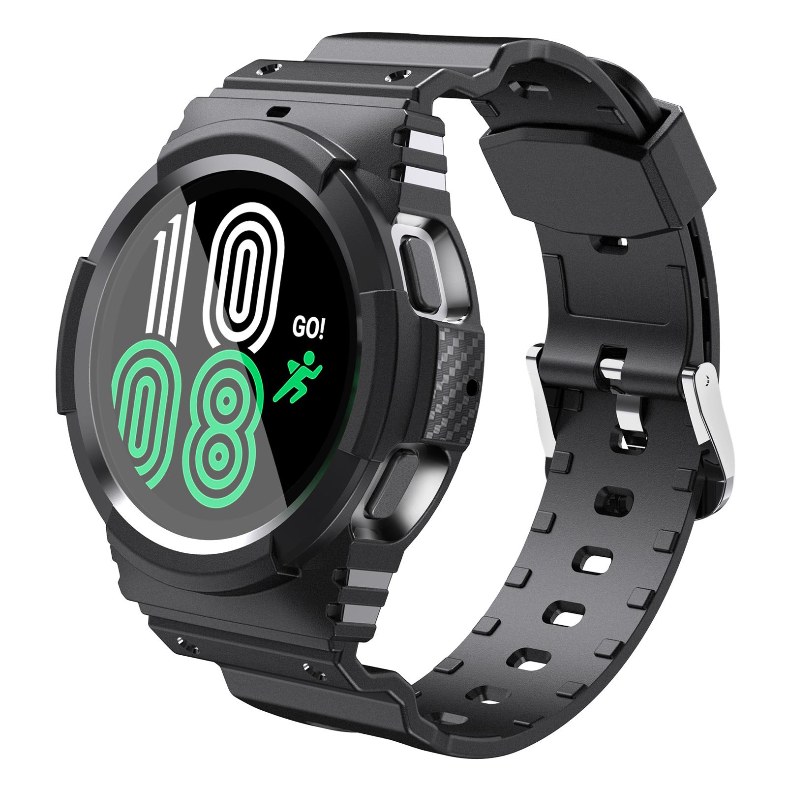 

AHASTYLE WG67 Rugged Sport Case with Band Compatible with Samsung Galaxy Watch4 44mm,Soft TPU Watch Band Wrist Strap Bumper Cover Black