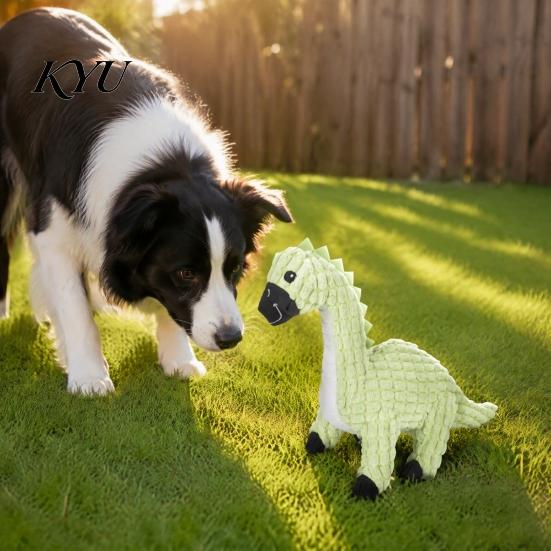 Durable Chew Toys for Small Medium Dogs Dinosaur Plush Dog Toy, Built-in Sound Device, Teething Cleaning Soft Daily Teeth Grinding Accessories