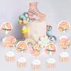 Cheereveal Roll Skating Birthday Decorations - 36 Pack Groovy Theme Let’s Roll Cupcake Toppers, Table Dessert Cupcake Picks, Happy Birthday Party