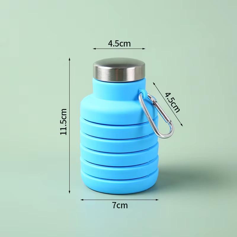 

Collapsible Silicone Water Bottle Durable Foldable Sports Flask for Running/Hiking Portable Telescopic Cup for Travel Fitness небесно-голубой