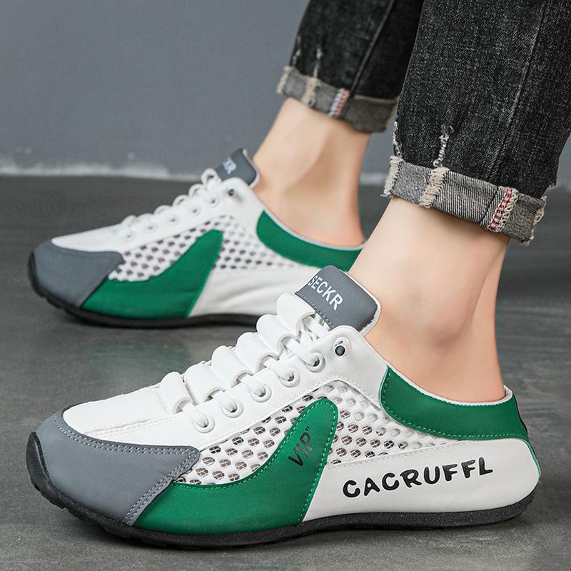 Fashion Men Half Slippers Summer Breathable Mesh Slippers Soft Sole Support Baotou Half Slippers Men Casual Sneakers Large Size47 Tennis