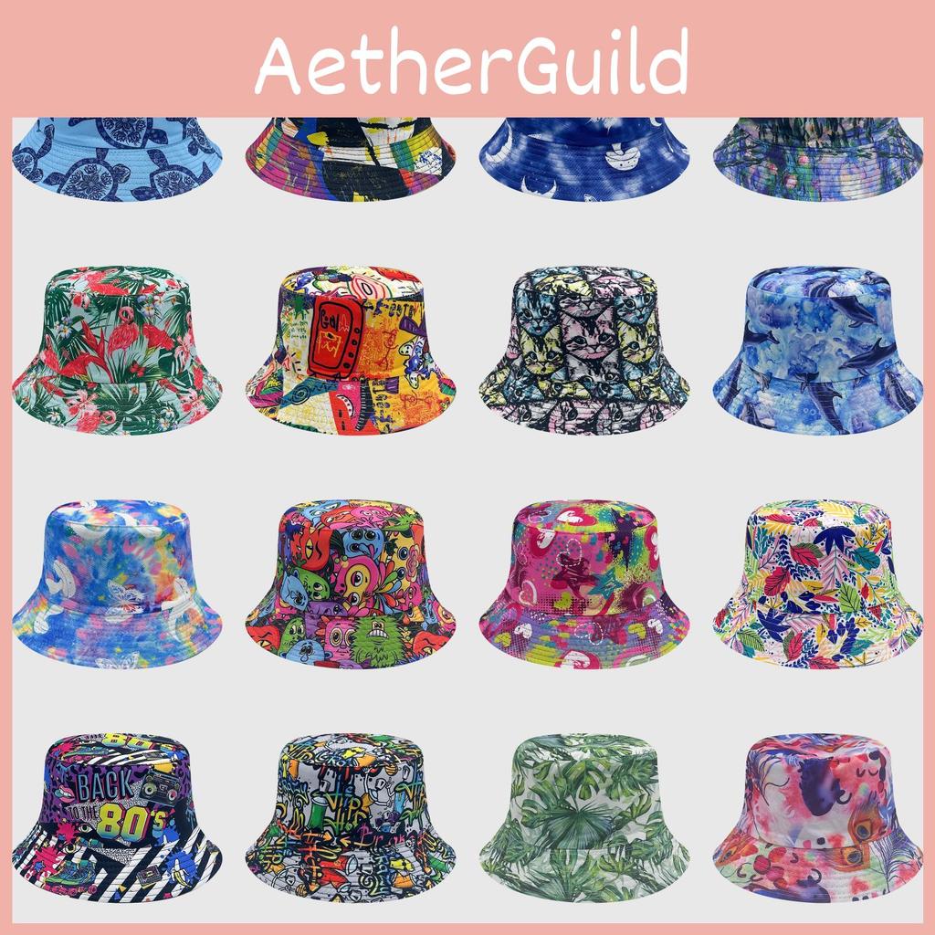 Fisherman Dye Tie Hat Uv Protection Assorted Colors Print Butterfly Cat Cap Leaf