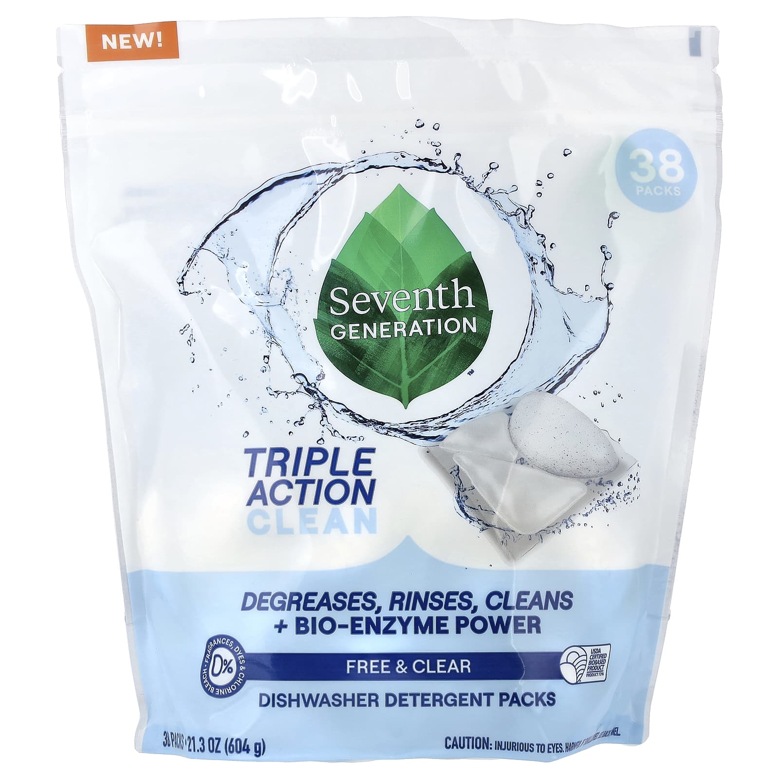 

Seventh Generation Пакет моющего средства для посудомоечной машины, Без запаха, 36 шт., 604 г (21,3 унции)