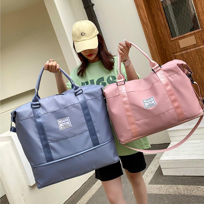 New expandable travel bag women's shoulder large capacity maternity luggage dry and wet fitness bag