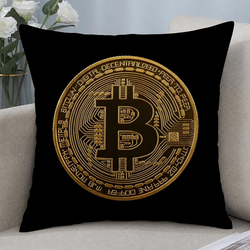 Cryptocurrency Bitcoin Cryptocurrency Btc Cushion Cover Cushion Covers Natural Linen Breathable Sofa Bedroom Decor Pillowcase