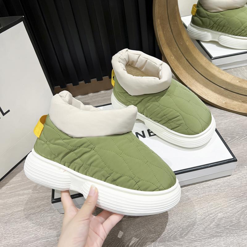 Down cloth cotton slipper bag heel winter warm down thickened fashion outside wear couple indoor cotton shoes