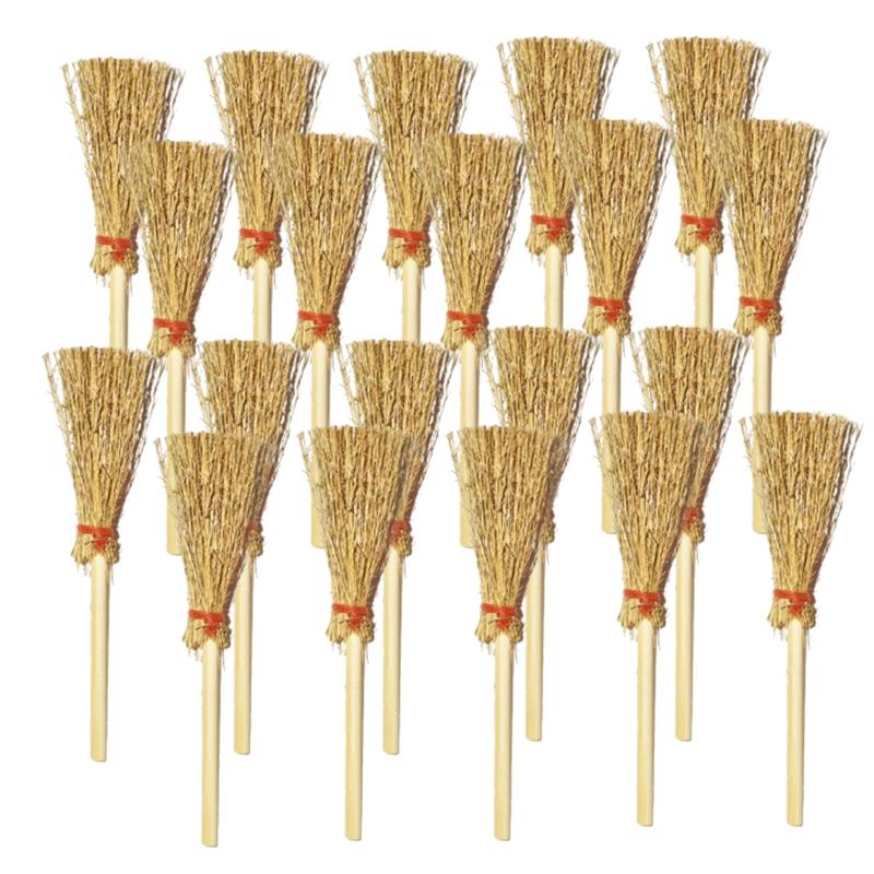 

5/10/20Pcs 10CM Mini Broom Witch Straw Brooms DIY Hanging Ornaments for Halloween Party Decor Costume Props Dollhouse Accessorie