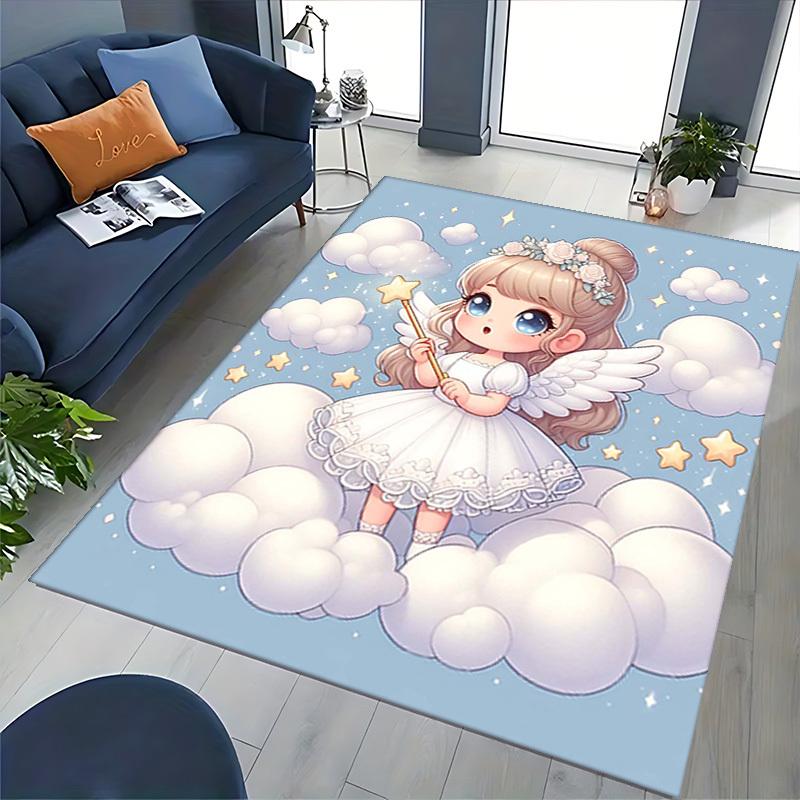 1pc Angel Wings Star Office Chair Mat Anime Cartoon Design, Non Slip Carpet for Home and Office Decor