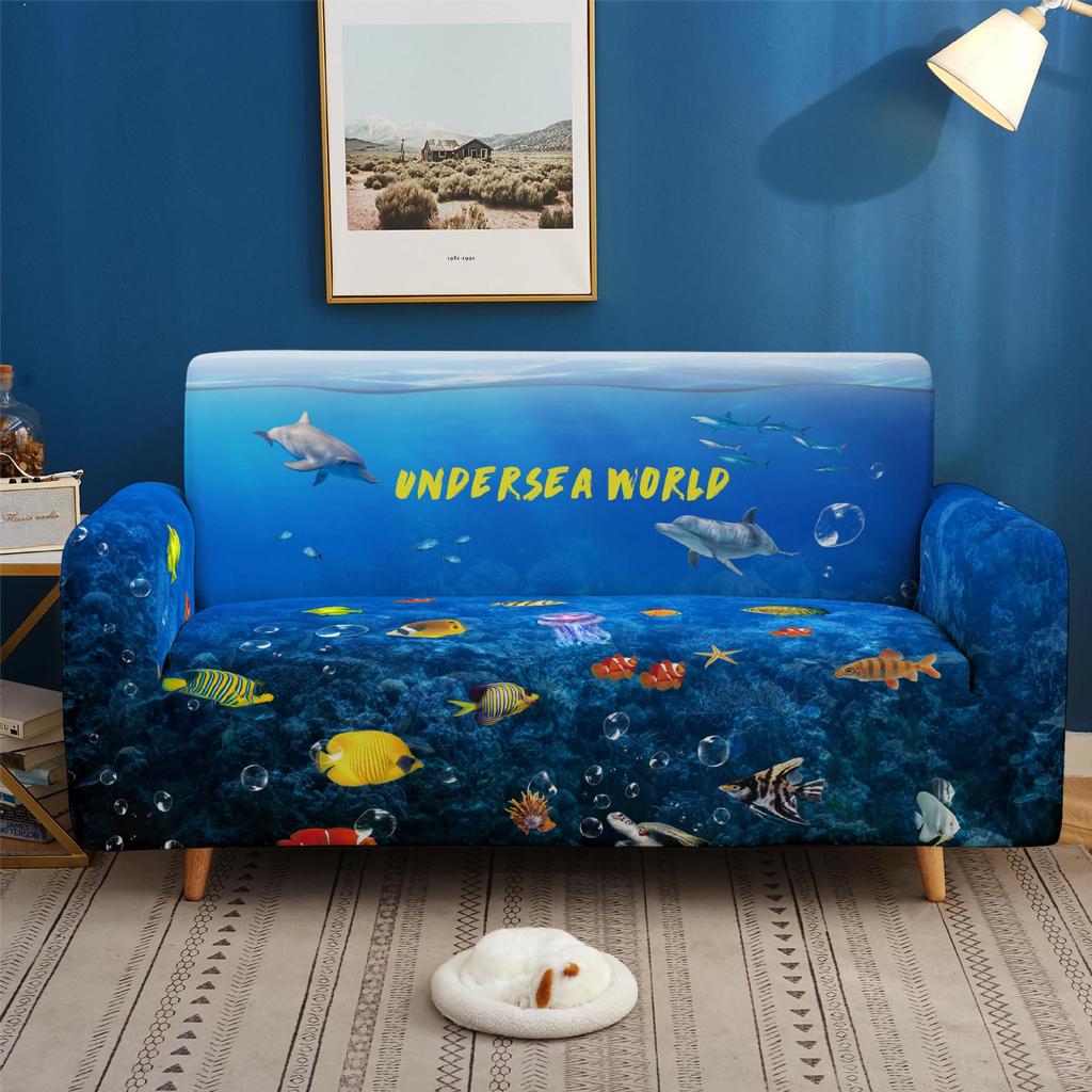 Elastic All-Inclusive Sofa Cover Marine Animal Multi-Person Combination Sofa Cover Lazy Sofa Cover