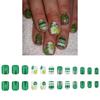 Stylish Green Shamrock Designs Press On Nail Full Cover False Nail Manicure for Patrick's Day Parties and Event
