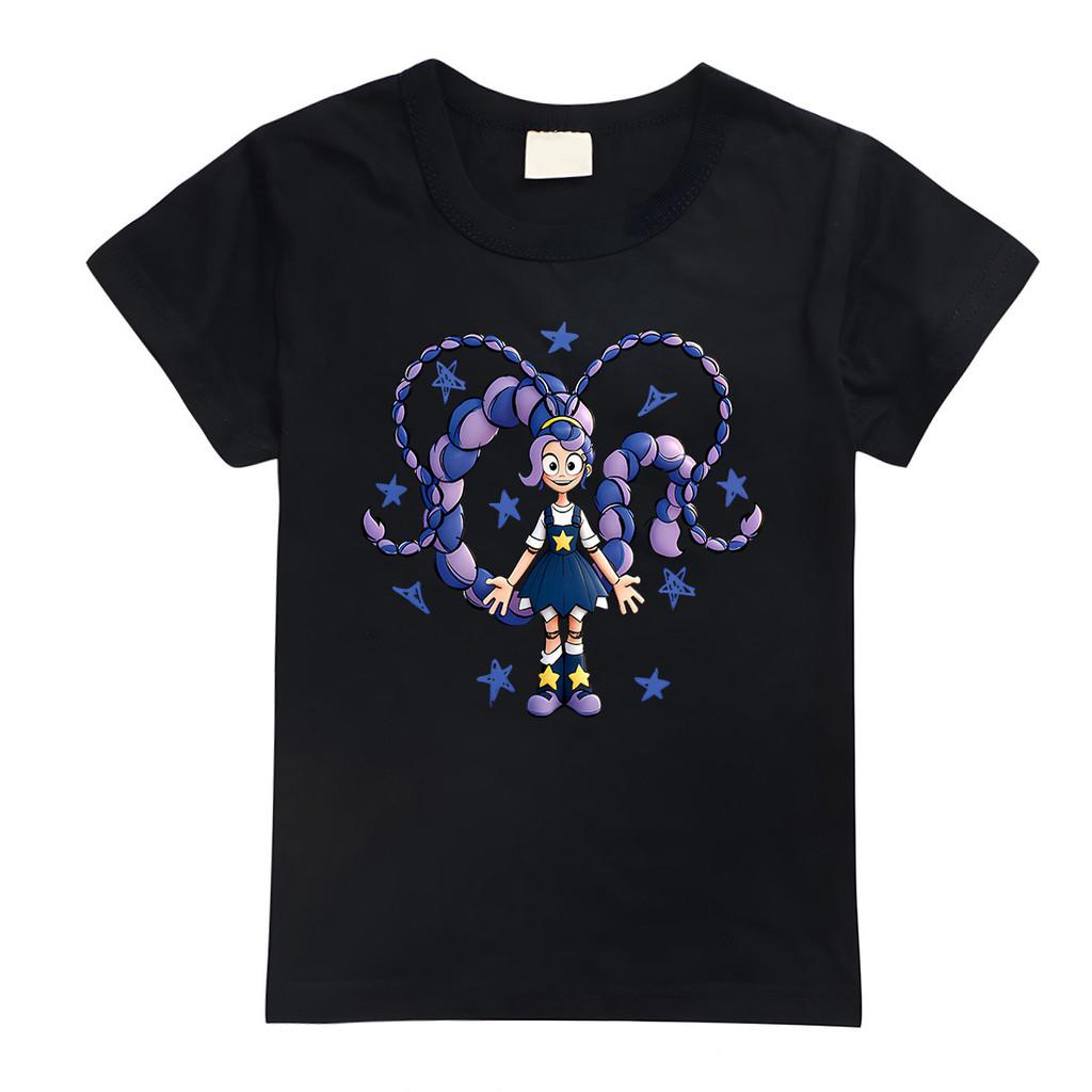 4140 Kids Girls Lily Lovebraids Cartoon Print Short Sleeves Casual T-Shirt