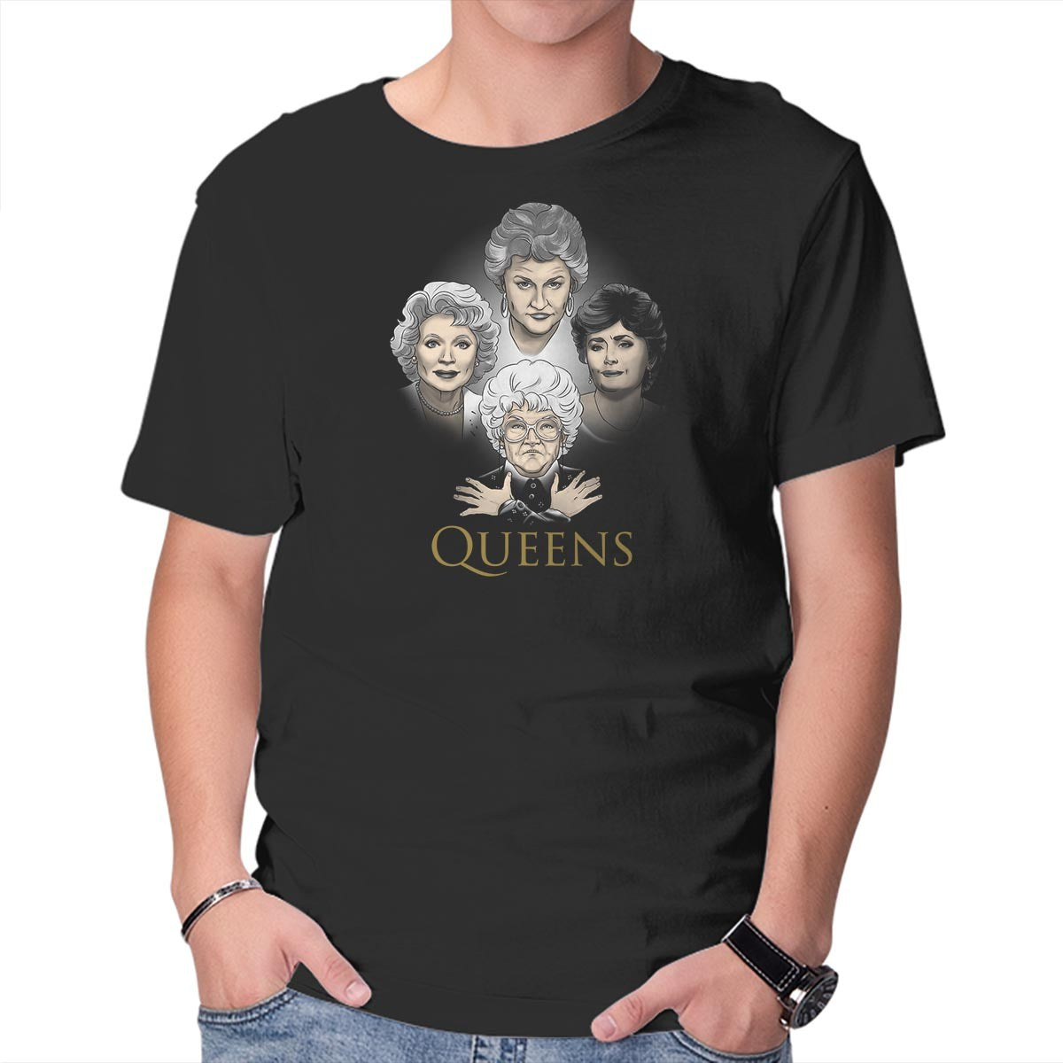 Unisex Crew Neck T-Shirt Golden Queens Graphic Short Sleeve Casual Tee XS