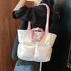 Large capacity lightweight down bag women's 2025 new versatile simple cotton clothes shoulder bag casual portable tote bag