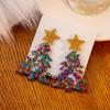 New Acrylic Christmas Tree Earrings, Niche Exaggerated Temperament High-End Colored Pentagram Earrings