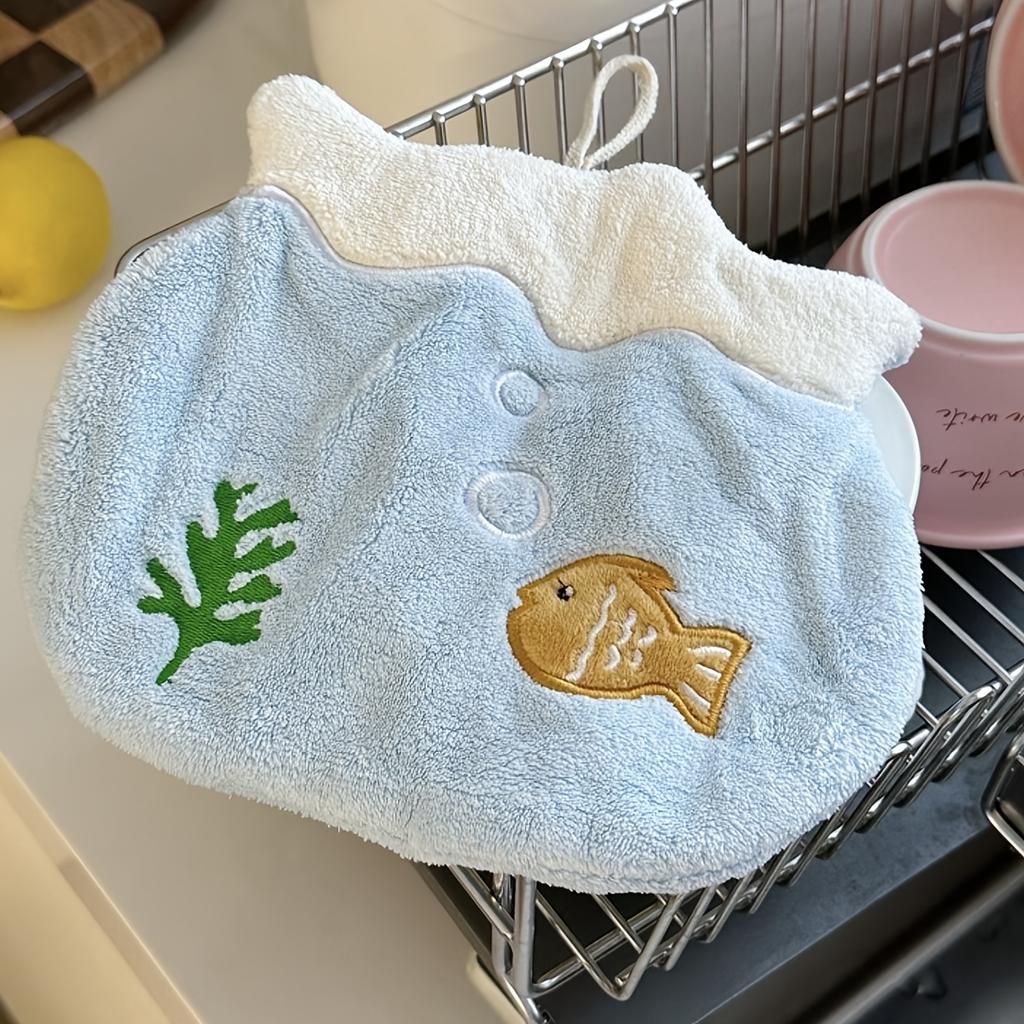 Fish Tank Hand Towel, Cartoon Cute Coral Velvet Hand Towel, Absorbent Without Shedding Hair, Hanging Square Towel, Hand Towel