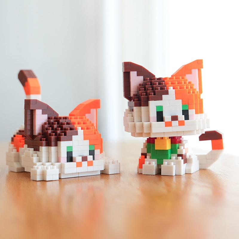 NEW DIY Cute Cat Pets Orange Puppet Silver Gradual Layer Cow Building Blocks Kit Girls Bricks Movie Model Kids Toy Children