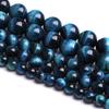 Hochwertiges Blaues Tigerauge Runde Perlen Armband - Halbfertiges Produkt, Auf Lager