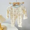 Tagless Kids' Long Johns & Tops Autumn Pajama Set, Class A Cotton, Brushed, for Boys & Girls, Home Wear, Spring/Fall Long Sleeve.