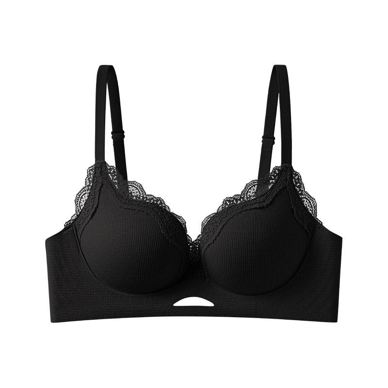 Women Lace Trim Hollow Underband Wireless Full Coverage Anti Slip Comfort Daily Bra S