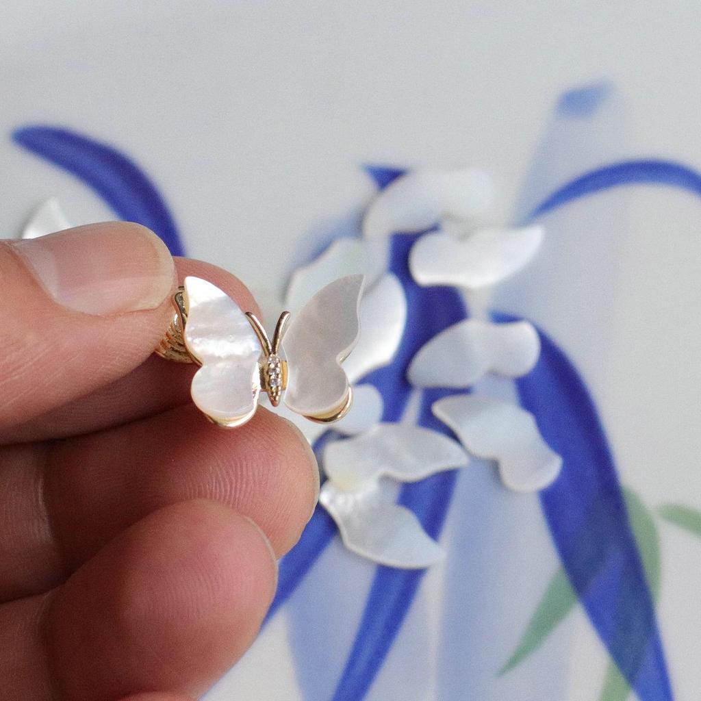 Mother-of-Pearl Butterfly Wing Patch for DIY Jewelry, Nails, and Art - 7x14mm, No Hole