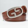New Women's Belt Smooth Buckle Belt for Women's Pure Cowhide Versatile Simple Denim Suit Skirt Belt