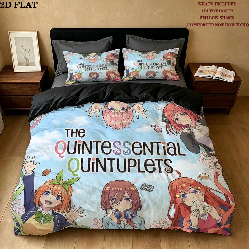 5Toubun Pattern Bedding Quilt Set Quilt Cover Pillowcase Home Birthday Gift(1 * duvet cover + 2 * pillowcase, without core)
