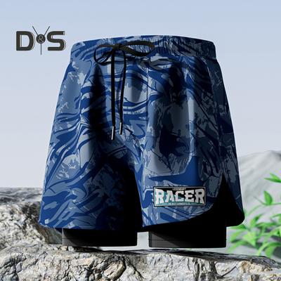 Men Summer Swimming Trucks Elastic Waist Drawstring Printing Swimming Shorts with Supportive Compression Liner Pockets Printing Swimming Trucks