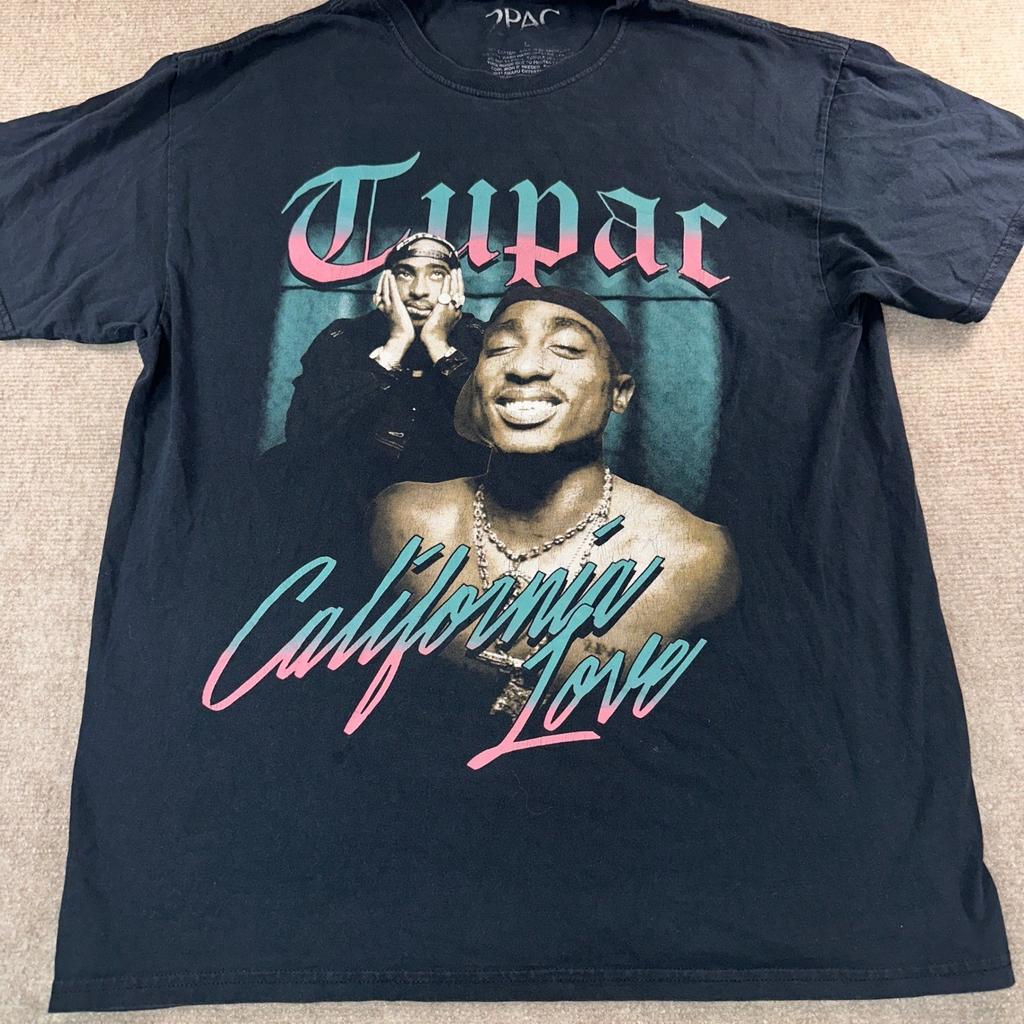 Tupac 2Pac California Love Graphic T-Shirt Black Mens Large 2021 Licensed HipHop Unisex T-Shirt