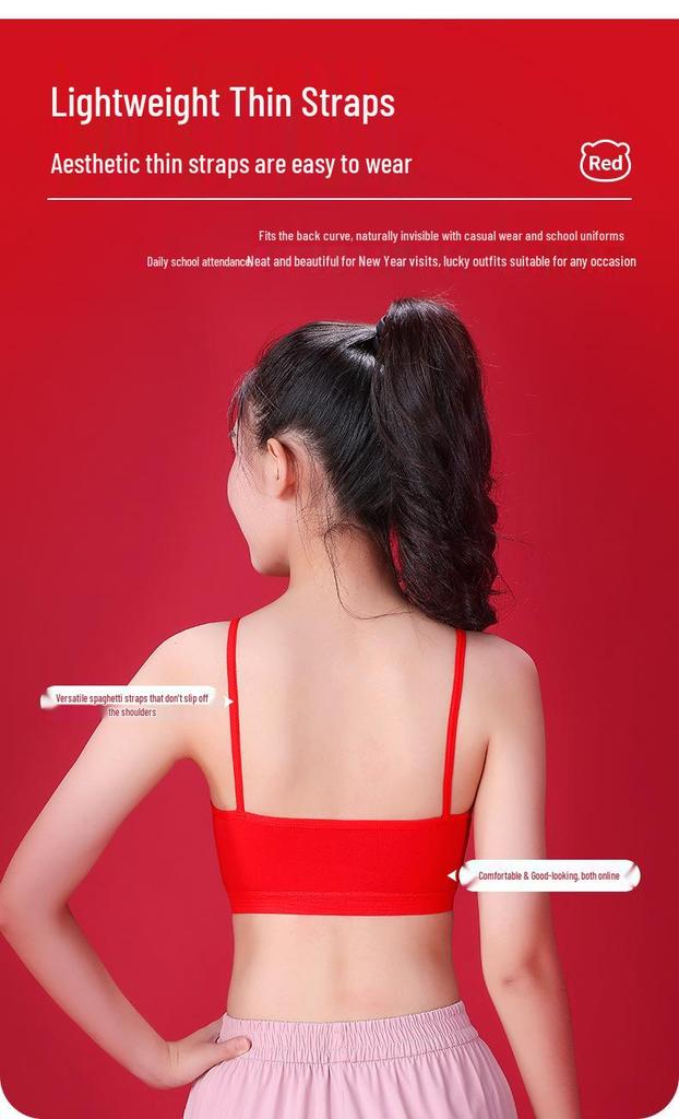 Girls' Red Zodiac Underwear and Bra: Pure Cotton, Wire-Free, Padded for Development, Anti-Bumpy Design for Older Girls