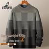 Men's Heavyweight 100% Wool Gradient Plaid Crew Neck Sweater