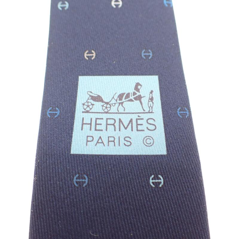 HERMES  H006342T  tie Navy/multicolor silk mens