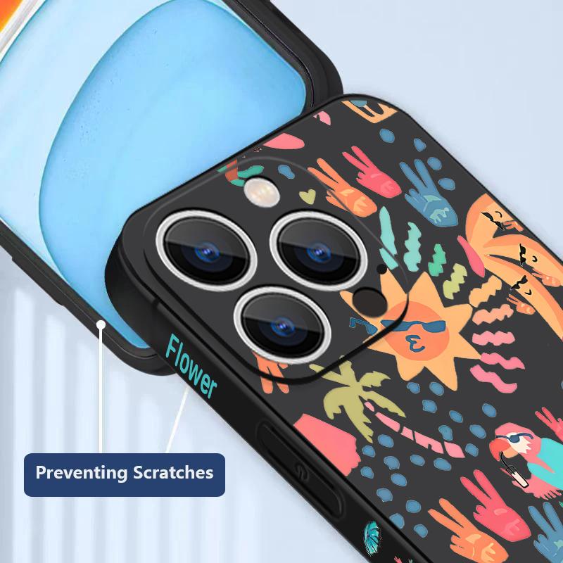 For iPhone 17 Pro Max Case Colorful Cartoon Pattern Soft Silicone Lanyard Cover For iPhone 16 Pro Max Cover iPhone 15 14 13 12 11 16E Air