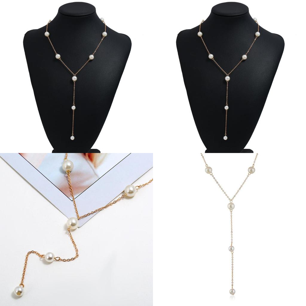 Pearl Pendant Necklace For Women With Alloy Material And Water Wave Chain For Wedding And Formal Events
