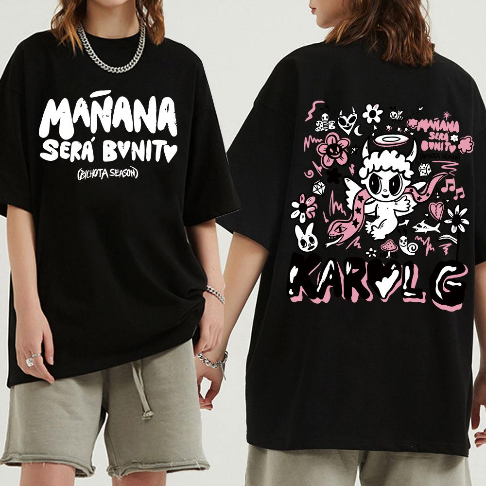 Karol G Bichota T-shirt Men's and Women's Fashion Manana Sera Bonito Collar Short Sleeved Summer Casual Fashion T-shirt