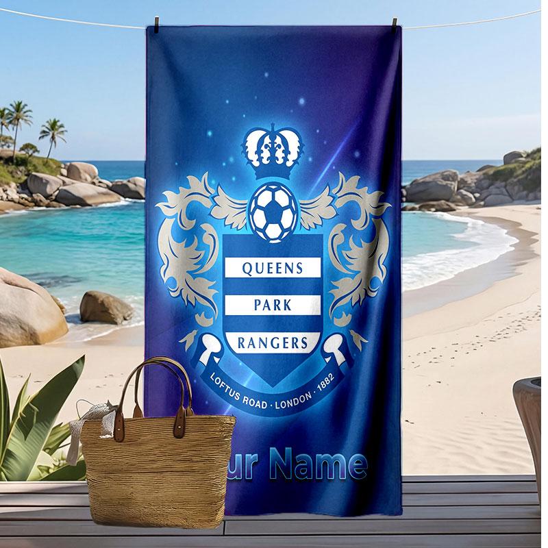 Queens Park Rangers FC Personalisiertes Bedrucktes Strandtuch Fußballlogo Unterstützung Benutzerdefinierter Name Text Saugfähiges Handtuch für Sport Reisen Besonderes Geschenk